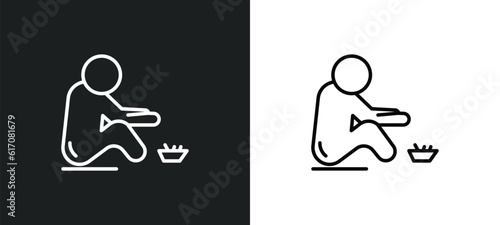 begging line icon in white and black colors. begging flat vector icon from begging collection for web, mobile apps and ui.