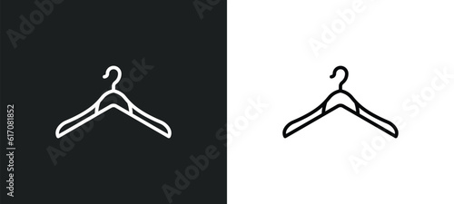 hanger line icon in white and black colors. hanger flat vector icon from hanger collection for web, mobile apps and ui.