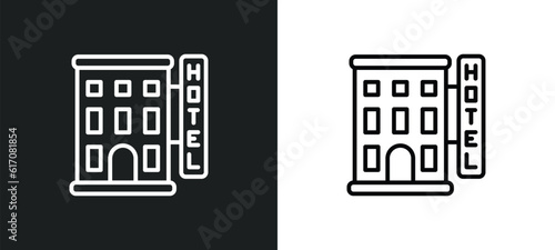 hotel line icon in white and black colors. hotel flat vector icon from hotel collection for web, mobile apps and ui.