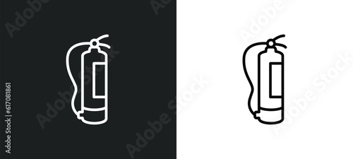 fire extinguisher line icon in white and black colors. fire extinguisher flat vector icon from fire extinguisher collection for web, mobile apps and ui.