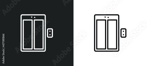 elevator line icon in white and black colors. elevator flat vector icon from elevator collection for web, mobile apps and ui.