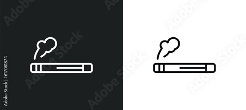 smoking line icon in white and black colors. smoking flat vector icon from smoking collection for web, mobile apps and ui.