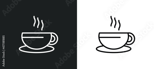 coffee line icon in white and black colors. coffee flat vector icon from coffee collection for web, mobile apps and ui.