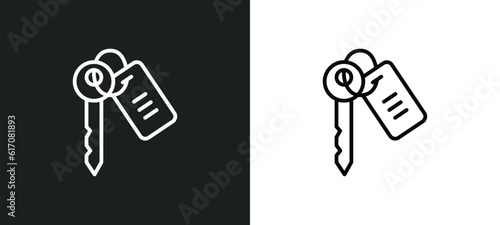 room key line icon in white and black colors. room key flat vector icon from room key collection for web, mobile apps and ui.