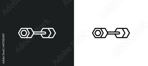 dumbbell line icon in white and black colors. dumbbell flat vector icon from dumbbell collection for web, mobile apps and ui.