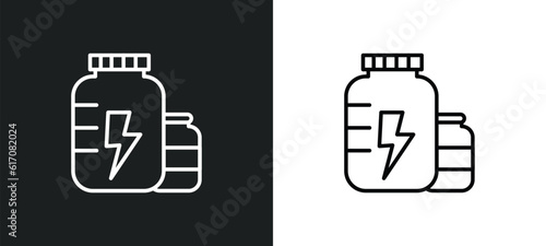 proteins line icon in white and black colors. proteins flat vector icon from proteins collection for web, mobile apps and ui. photo
