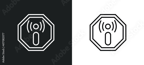 non ionizing radiation line icon in white and black colors. non ionizing radiation flat vector icon from non ionizing radiation collection for web, mobile apps and ui.
