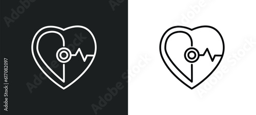 cardiology line icon in white and black colors. cardiology flat vector icon from cardiology collection for web, mobile apps and ui.
