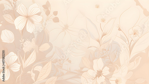 Fantasy flowers gentle beige background, copy space,