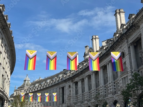 Canvastavla Pride flags decorations in Regent Street, London