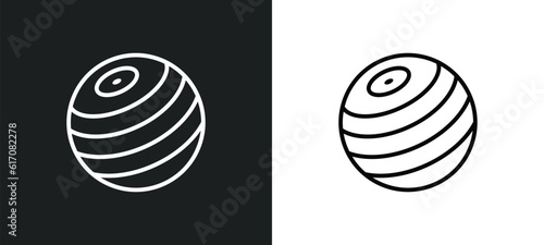 gymnastic ball line icon in white and black colors. gymnastic ball flat vector icon from gymnastic ball collection for web, mobile apps and ui.