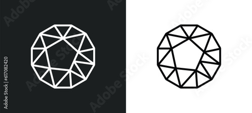 dodecahedron line icon in white and black colors. dodecahedron flat vector icon from dodecahedron collection for web, mobile apps and ui.