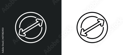 diameter line icon in white and black colors. diameter flat vector icon from diameter collection for web, mobile apps and ui.