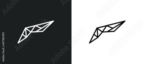 polygonal wings line icon in white and black colors. polygonal wings flat vector icon from polygonal wings collection for web, mobile apps and ui. photo
