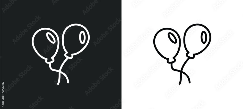 floating balloons line icon in white and black colors. floating balloons flat vector icon from floating balloons collection for web, mobile apps and ui. floating balloons line icon in white and black colors. floating balloons flat vector icon from floating balloons collection for web, mobile apps and ui.