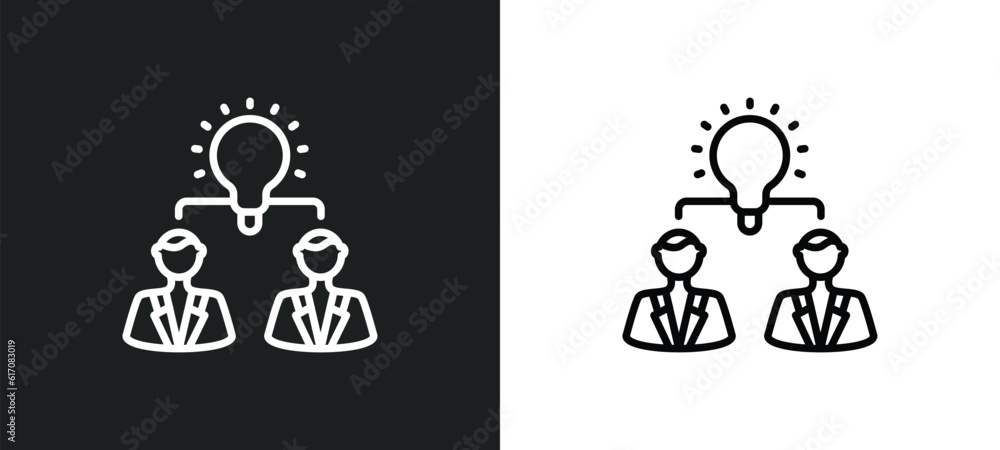collaborative idea line icon in white and black colors. collaborative idea flat vector icon from collaborative idea collection for web, mobile apps and ui. collaborative idea line icon in white and black colors. collaborative idea flat vector icon from collaborative idea collection for web, mobile apps and ui.