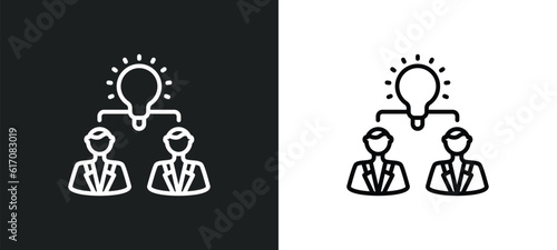 collaborative idea line icon in white and black colors. collaborative idea flat vector icon from collaborative idea collection for web, mobile apps and ui.