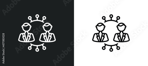 business networking line icon in white and black colors. business networking flat vector icon from business networking collection for web, mobile apps and ui.