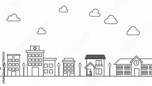 walking city landscape animation run outline sketch looping animation photo