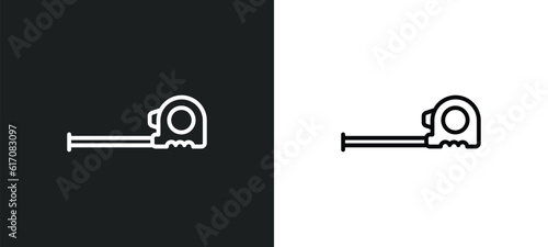 tape measure line icon in white and black colors. tape measure flat vector icon from tape measure collection for web, mobile apps and ui.