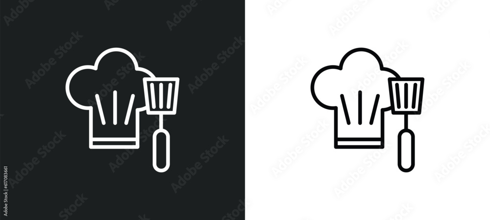 chef cooking on stove line icon in white and black colors. chef cooking on stove flat vector icon from chef cooking on stove collection for web, mobile apps and ui. chef cooking on stove line icon in white and black colors. chef cooking on stove flat vector icon from chef cooking on stove collection for web, mobile apps and ui.