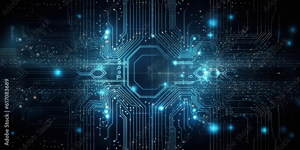 Obraz premium background in digital electronic circuit board or holography style. Generative AI