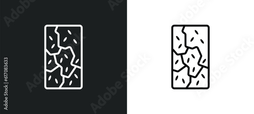 brittle line icon in white and black colors. brittle flat vector icon from brittle collection for web, mobile apps and ui.