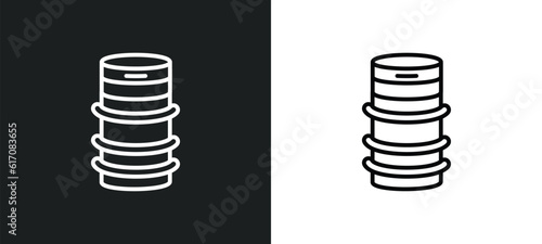beer keg line icon in white and black colors. beer keg flat vector icon from beer keg collection for web, mobile apps and ui.