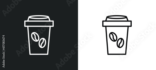 coffe cup line icon in white and black colors. coffe cup flat vector icon from coffe cup collection for web, mobile apps and ui.