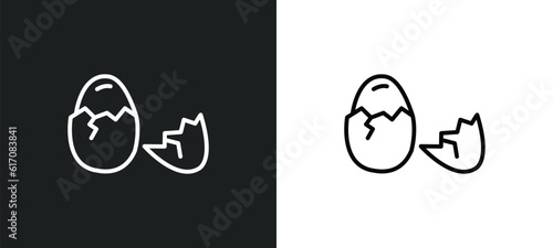 eggs sillhouettes line icon in white and black colors. eggs sillhouettes flat vector icon from eggs sillhouettes collection for web, mobile apps and ui.