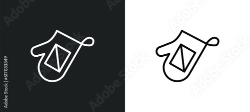 cooking mitts line icon in white and black colors. cooking mitts flat vector icon from cooking mitts collection for web, mobile apps and ui.