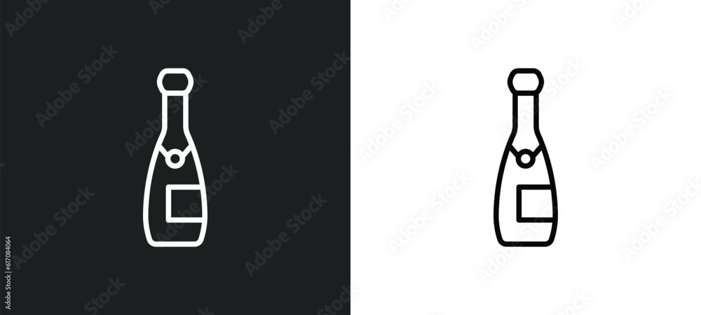 champagne bottle line icon in white and black colors. champagne bottle flat vector icon from champagne bottle collection for web, mobile apps and ui. champagne bottle line icon in white and black colors. champagne bottle flat vector icon from champagne bottle collection for web, mobile apps and ui.