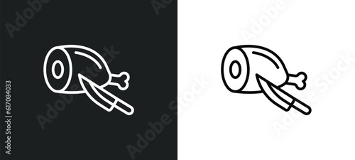 butcher line icon in white and black colors. butcher flat vector icon from butcher collection for web, mobile apps and ui.