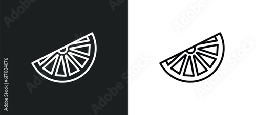 lemon slice line icon in white and black colors. lemon slice flat vector icon from lemon slice collection for web, mobile apps and ui.