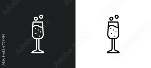 sparkling wine line icon in white and black colors. sparkling wine flat vector icon from sparkling wine collection for web, mobile apps and ui.