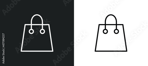 paper bag line icon in white and black colors. paper bag flat vector icon from paper bag collection for web, mobile apps and ui.