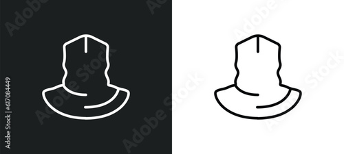 neck gaiter line icon in white and black colors. neck gaiter flat vector icon from neck gaiter collection for web, mobile apps and ui.
