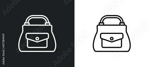 woman bag line icon in white and black colors. woman bag flat vector icon from woman bag collection for web, mobile apps and ui.