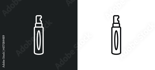 spray bottle line icon in white and black colors. spray bottle flat vector icon from spray bottle collection for web, mobile apps and ui.