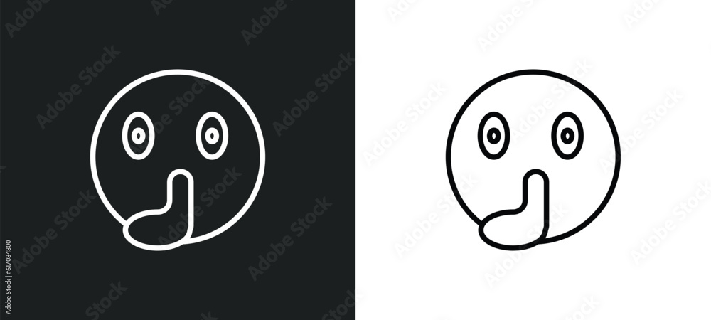 quiet emoji line icon in white and black colors. quiet emoji flat vector icon from quiet emoji collection for web, mobile apps and ui. quiet emoji line icon in white and black colors. quiet emoji flat vector icon from quiet emoji collection for web, mobile apps and ui.