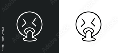 puking emoji line icon in white and black colors. puking emoji flat vector icon from puking emoji collection for web, mobile apps and ui.