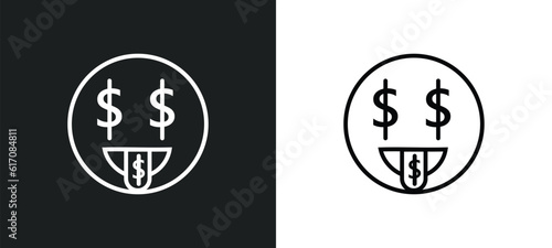 rich emoji line icon in white and black colors. rich emoji flat vector icon from rich emoji collection for web, mobile apps and ui.