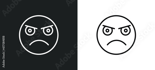 pouting emoji line icon in white and black colors. pouting emoji flat vector icon from pouting emoji collection for web, mobile apps and ui.