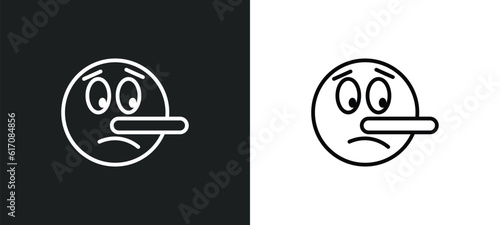 lying emoji line icon in white and black colors. lying emoji flat vector icon from lying emoji collection for web, mobile apps and ui.
