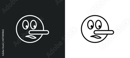 liar emoji line icon in white and black colors. liar emoji flat vector icon from liar emoji collection for web, mobile apps and ui.