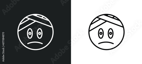 injured emoji line icon in white and black colors. injured emoji flat vector icon from injured emoji collection for web, mobile apps and ui.