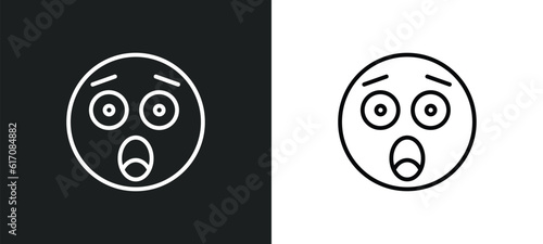 hushed emoji line icon in white and black colors. hushed emoji flat vector icon from hushed emoji collection for web, mobile apps and ui.
