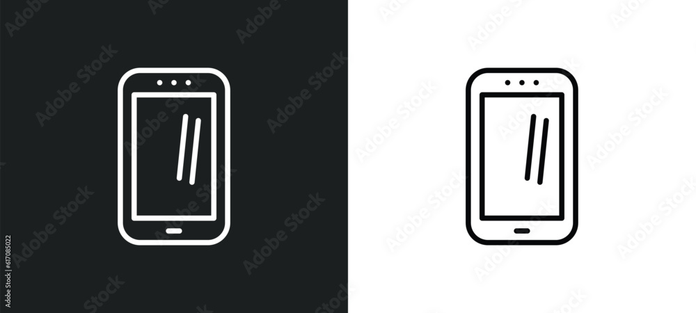 cell phone line icon in white and black colors. cell phone flat vector icon from cell phone collection for web, mobile apps and ui. cell phone line icon in white and black colors. cell phone flat vector icon from cell phone collection for web, mobile apps and ui.