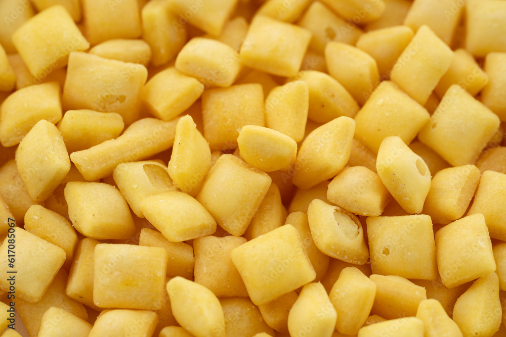 Cinnamon crunch on white background. A solid background of kid's breakfast cereal Cinnamon crunch on white background. A solid background of kid's breakfast cereal