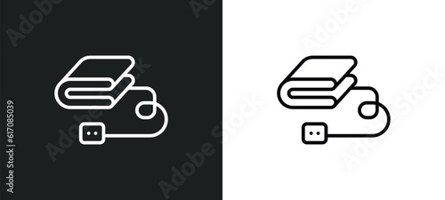 electric blanket line icon in white and black colors. electric blanket flat vector icon from electric blanket collection for web, mobile apps and ui.